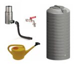 Сив градински комплект за събиране на дъждовна вода STABILIX 500 l с GRS
